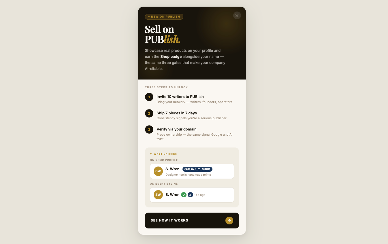 Introducing PUBlish Shop