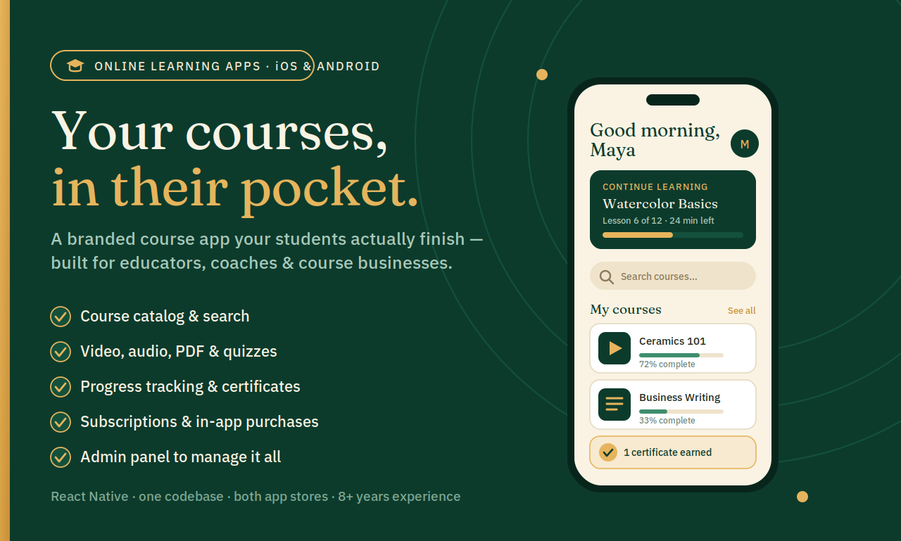 Your courses, in their pocket.