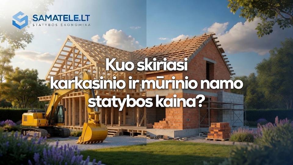 2026 m.: kuo skiriasi karkasinio ir mūrinio namo statybos kaina?
