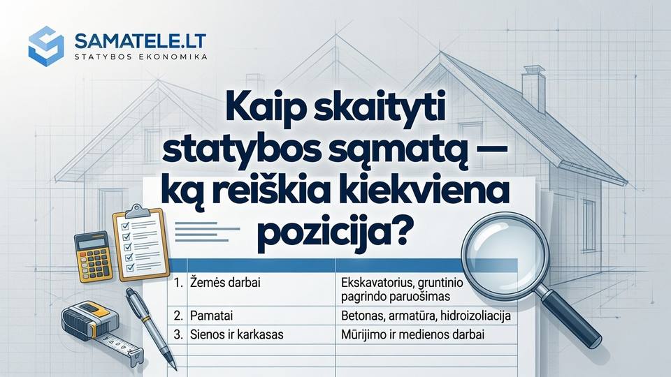 2026: kaip skaityti statybos sąmatą — ką reiškia kiekviena pozicija?