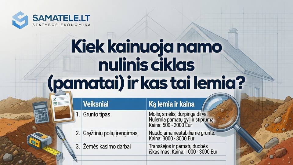 2026 m.: kiek kainuoja namo nulinis ciklas (pamatai) ir kas tai lemia?