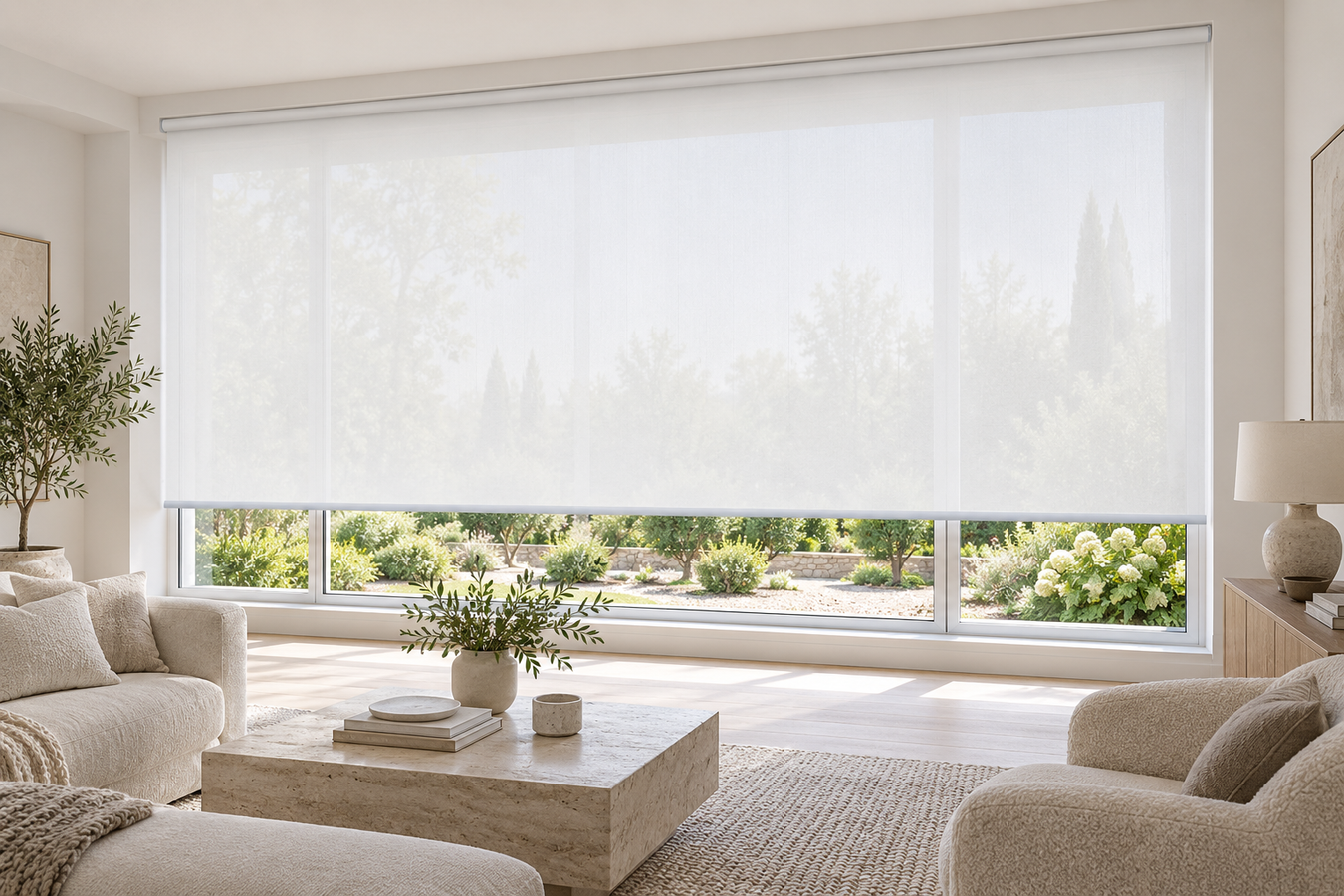 Comment habiller une baie vitrée de grande largeur sans multiplier les stores ?