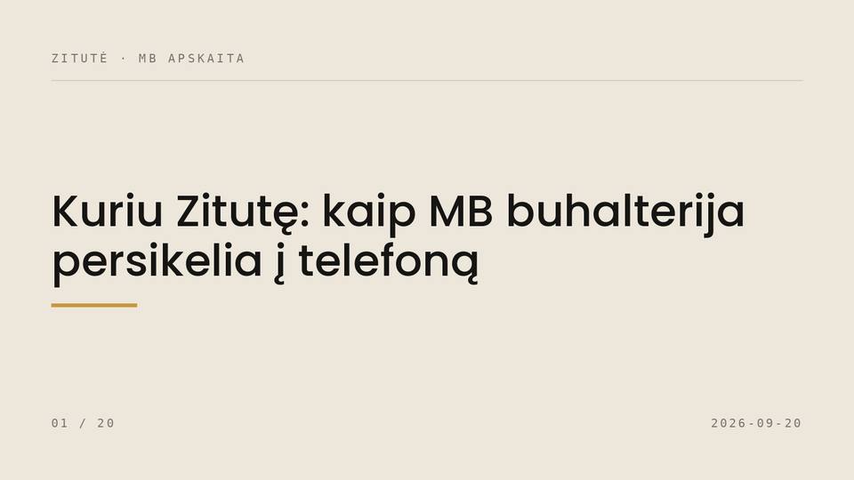 Kuriu Zitutę: kaip MB buhalterija persikelia į telefoną