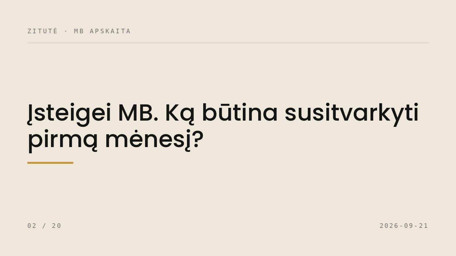 Įsteigei MB. Ką būtina susitvarkyti pirmą mėnesį?