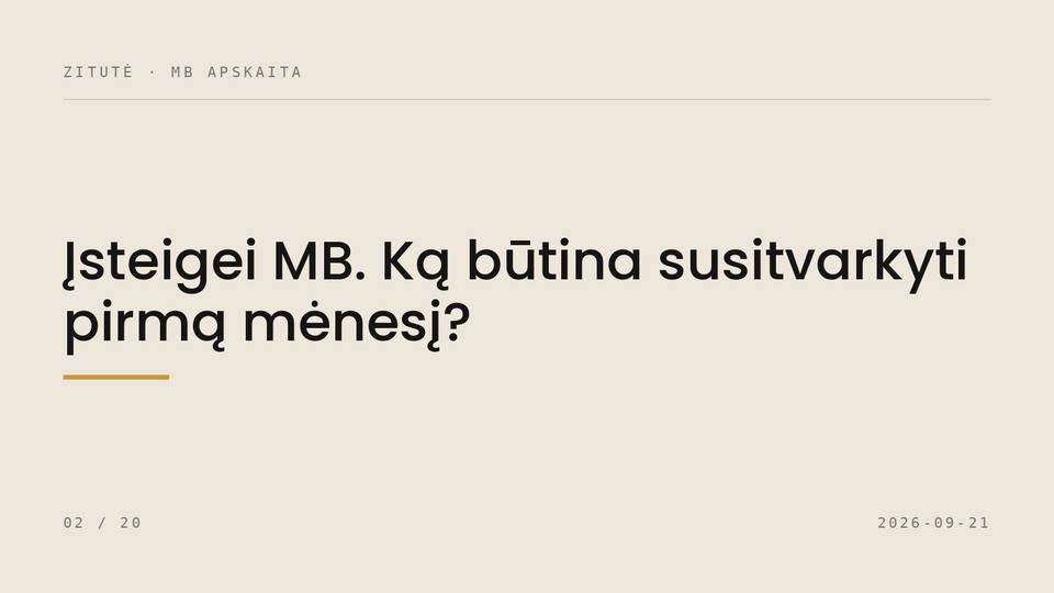 Įsteigei MB. Ką būtina susitvarkyti pirmą mėnesį?