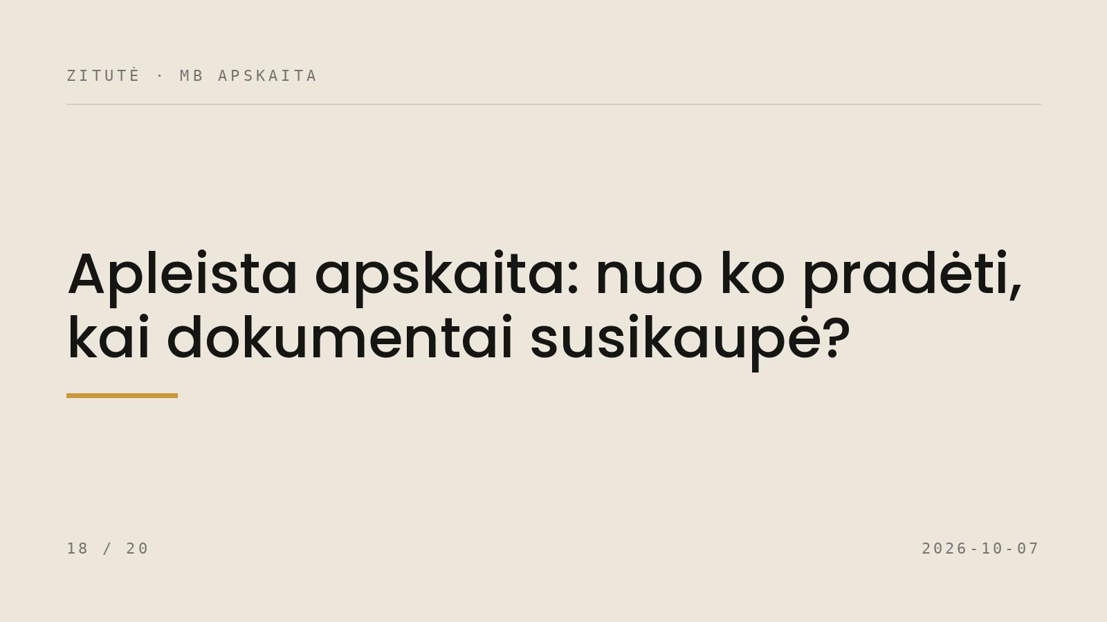 Apleista apskaita: nuo ko pradėti, kai dokumentai susikaupė?