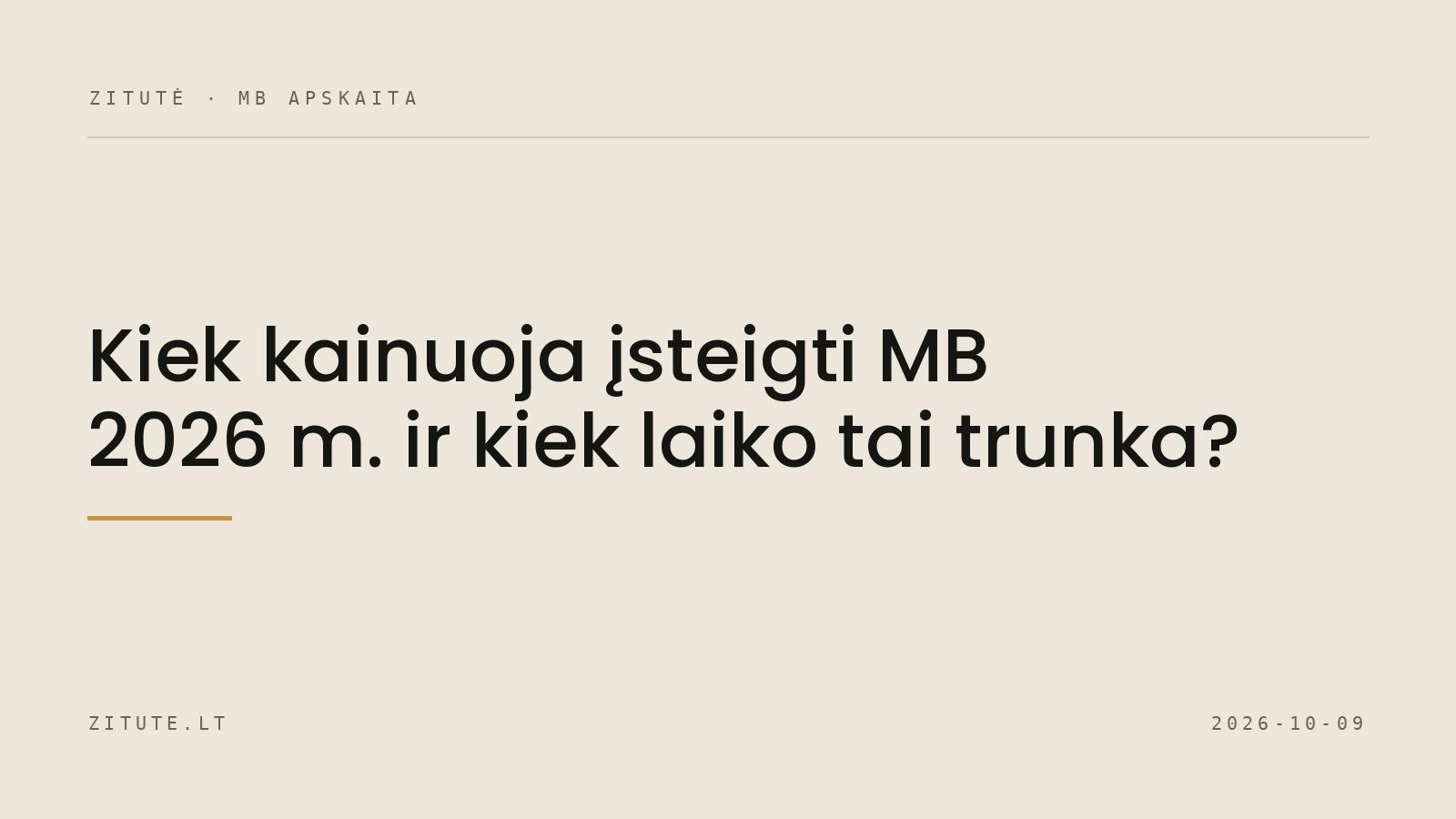 Kiek kainuoja įsteigti MB 2026 m. ir kiek laiko tai trunka?
