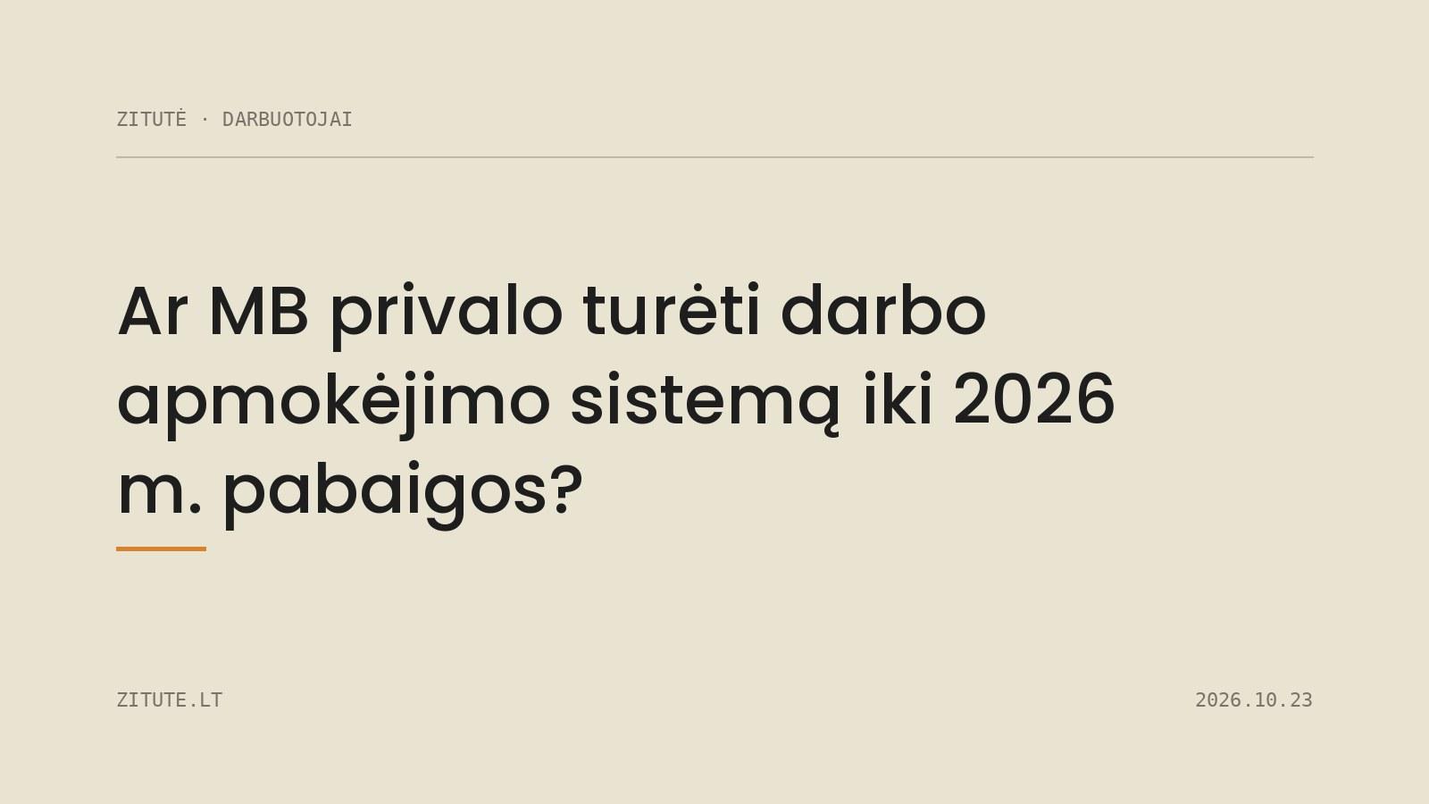 Ar MB privalo turėti darbo apmokėjimo sistemą iki 2026 m. pabaigos?