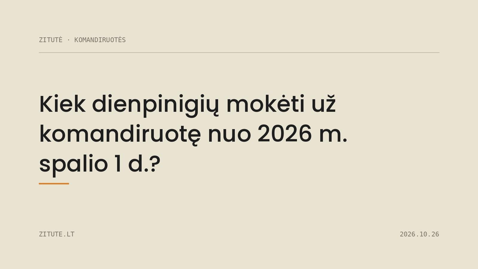 Kiek dienpinigių mokėti už komandiruotę nuo 2026 m. spalio 1 d.?
