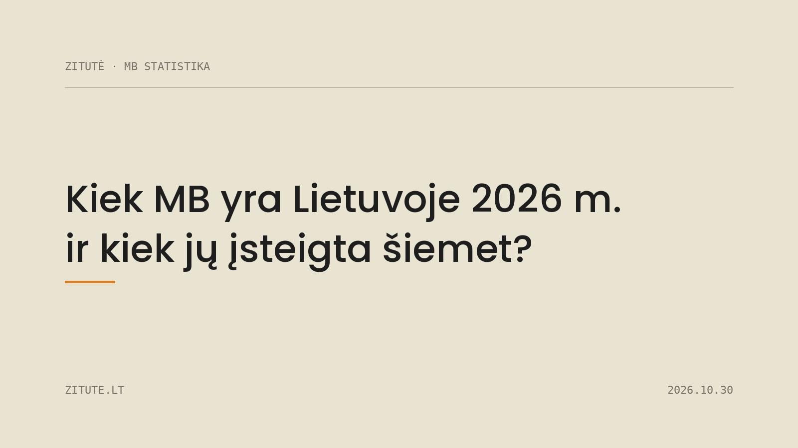 Kiek MB yra Lietuvoje 2026 m. ir kiek jų įsteigta šiemet?