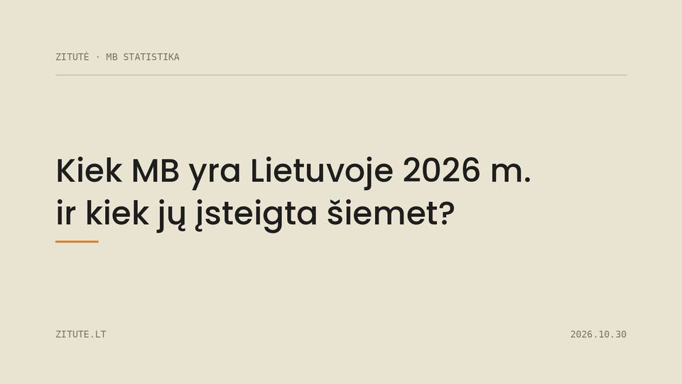 Kiek MB yra Lietuvoje 2026 m. ir kiek jų įsteigta šiemet?