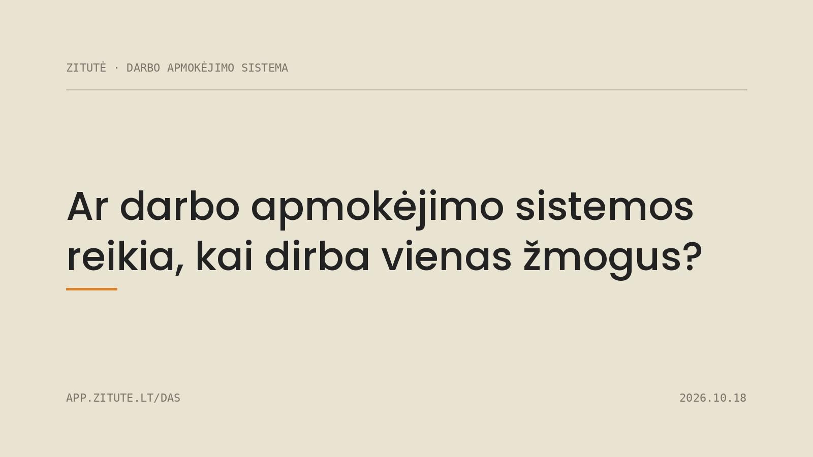 Ar darbo apmokėjimo sistemos reikia, kai dirba vienas žmogus?