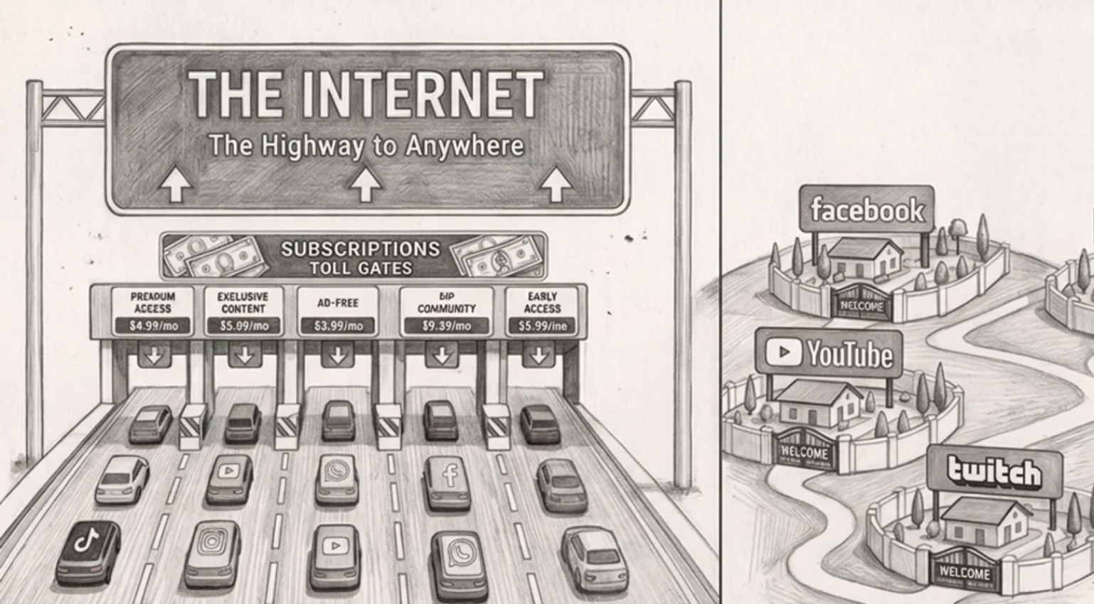 The internet is the highway. Phones are the vehicles. Subscriptions are the toll gates.