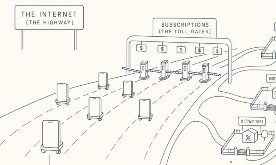 Internet is the highway. Our Phones are the vehicles. Subscriptions are the toll gates.