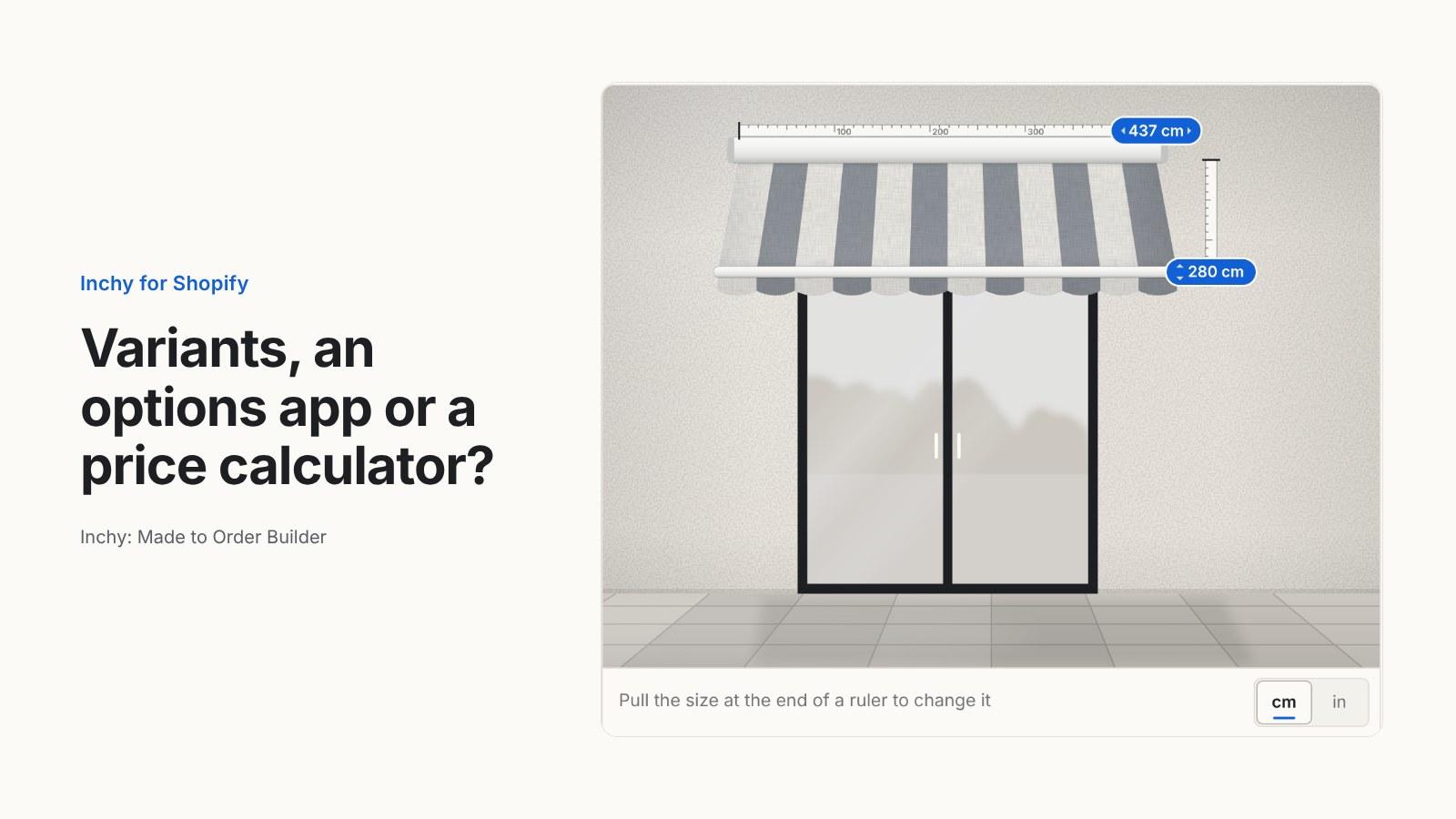 Should a made to order shop use Shopify variants, a product options app or a price calculator?